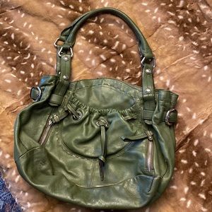 B. Makowsky olive green leather shoulder bag